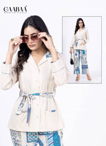 Gaabaa 897 Cotton Flex Blazer Style Co Ord Set Wholesale Online